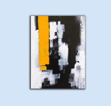 Load image into Gallery viewer, Black White Yellow Abstract Paintings on Canvas Oversized Abstract Art Cp004
