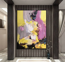 Load image into Gallery viewer, Black Yellow Purple Abstract Painting Original Modern Painting Np106
