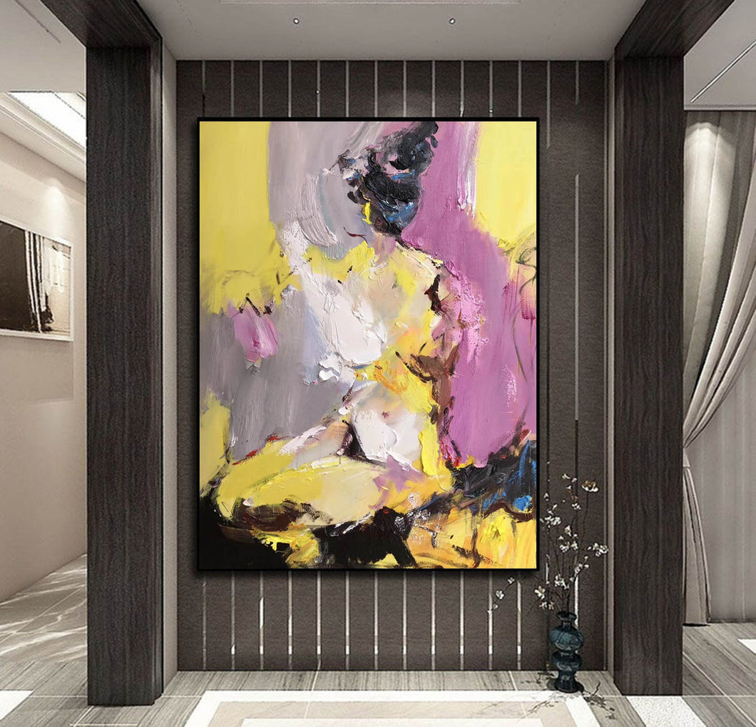 Black Yellow Purple Abstract Painting Original Modern Painting Np106
