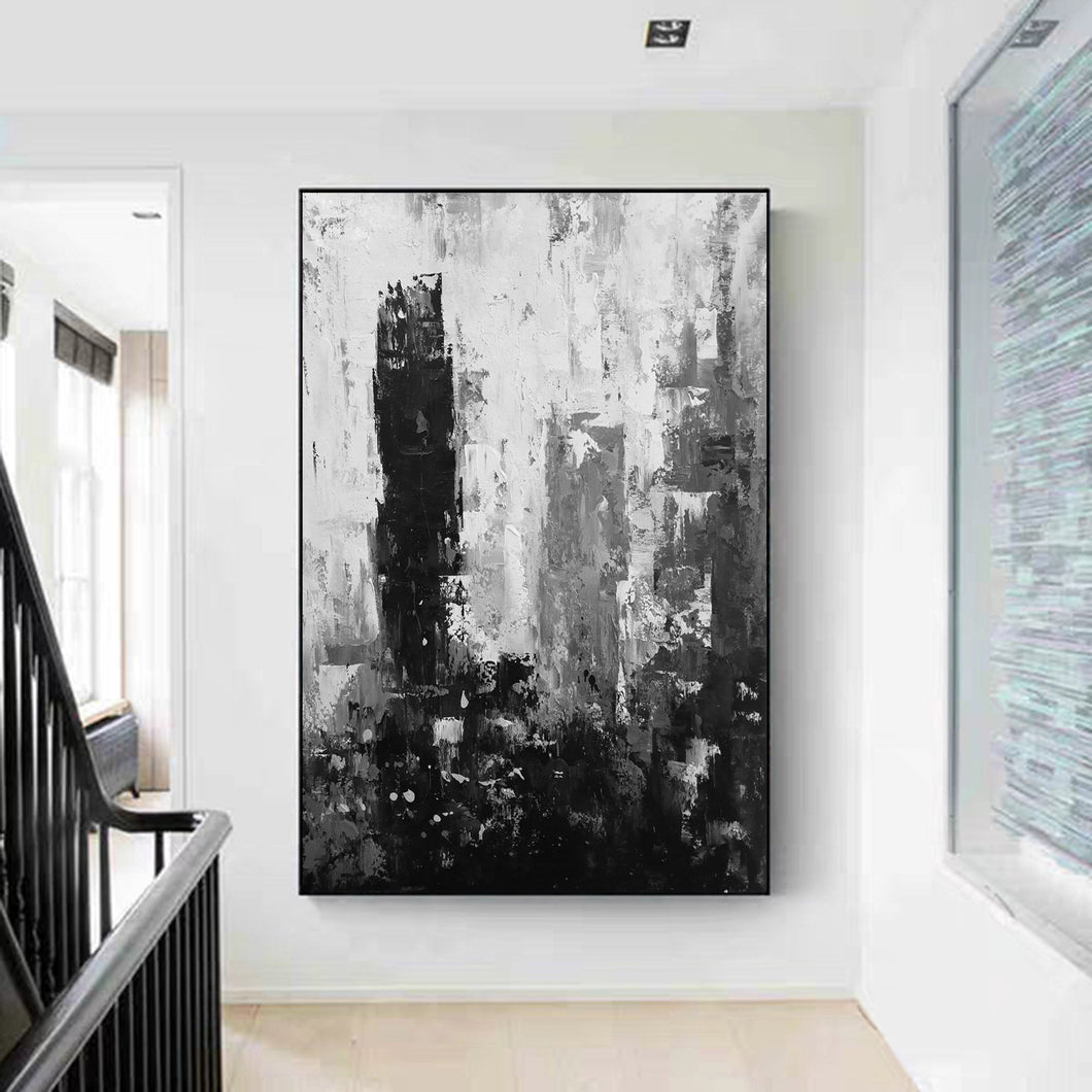 Black White Gray Abstract Painting Original Large Acrylic Painting Yp016