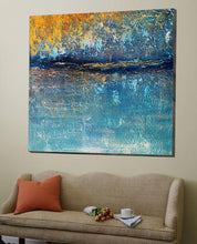 Load image into Gallery viewer, Oversized Living Room Painting Blue Yellow Modern Abstract Painting Bp036
