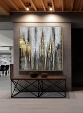 Load image into Gallery viewer, Black White Gold Abstract Painting Large Acrylic Painting Np119
