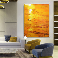 Load image into Gallery viewer, Beach Sunset Painting Orange Abstract Landscape Op053
