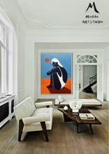 Load image into Gallery viewer, Black Women Art Painting Blue Abstract Art Sofa Size Artwork Gp022
