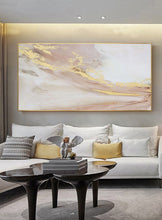 Load image into Gallery viewer, Gold Pink White Abstract Painting Oversized Wall Art for Living Room Op001
