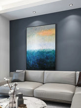 Load image into Gallery viewer, Deep Blue White Yellow Abstract Painting on Canvas Original Yp020

