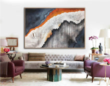 Load image into Gallery viewer, Deep Blue White Modern Abstract Painting Orange Acrylic Painting Np115
