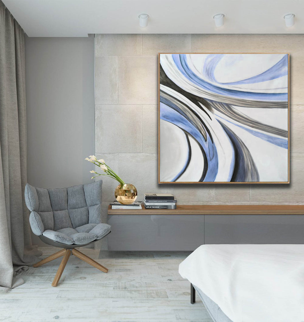 Blue White Grey Abstract Painting Huge Wall Art Abstract Np076