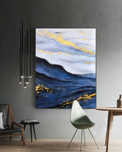 Load image into Gallery viewer, Large Blue Gold Painting on Canvas Abstract Painting Original Np074
