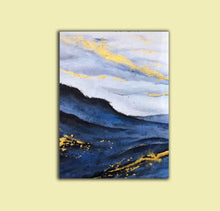 Load image into Gallery viewer, Large Blue Gold Painting on Canvas Abstract Painting Original Np074
