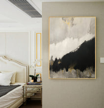 Load image into Gallery viewer, Original Black Abstract Minimalist Art Painting, Gold Painting Gray Painting Gp015
