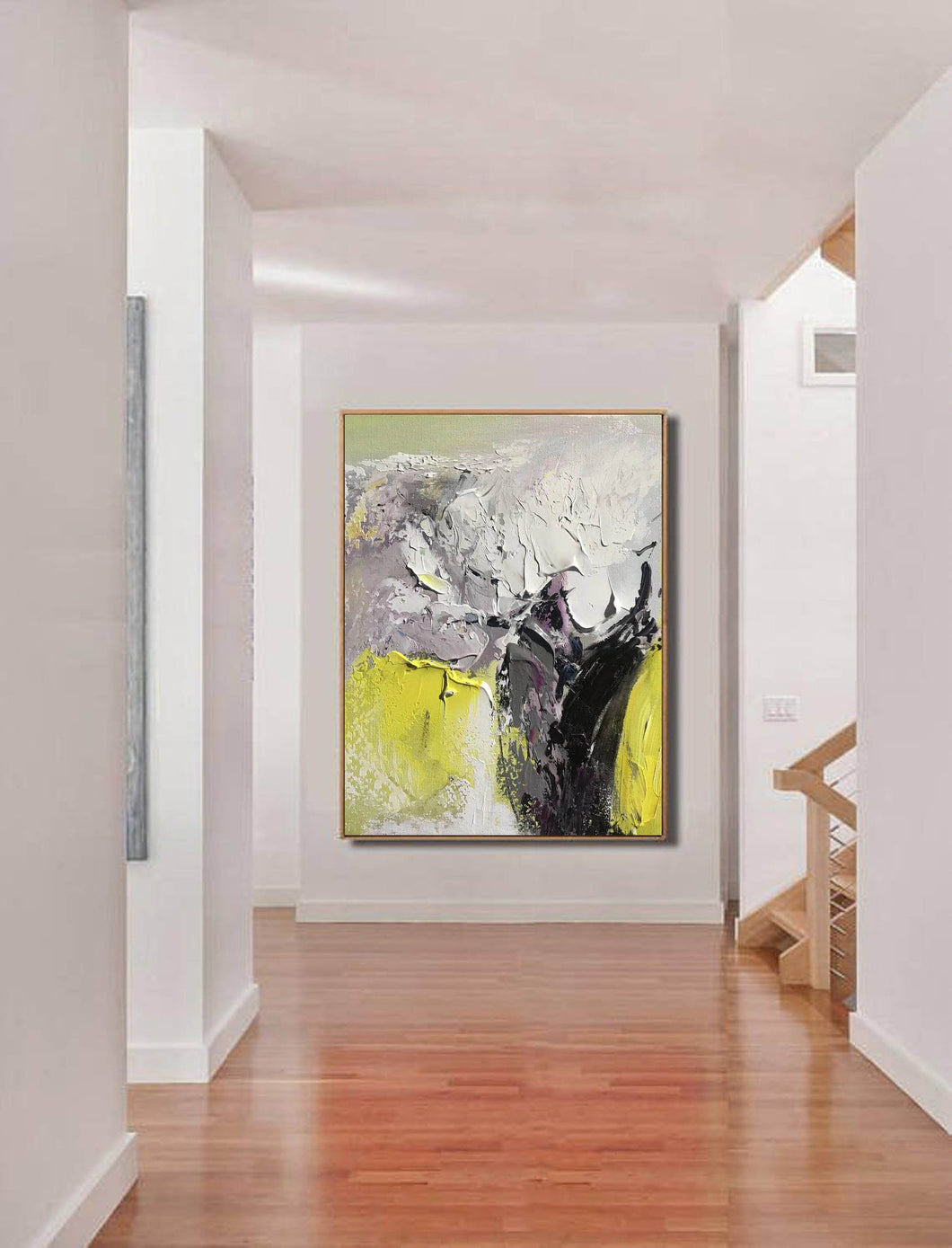 Yellow Grey Black Abstract Paintings on Canvas Colourful Wall Art Cp006