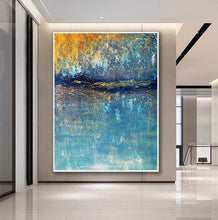 Load image into Gallery viewer, Oversized Living Room Painting Blue Yellow Modern Abstract Painting Bp036
