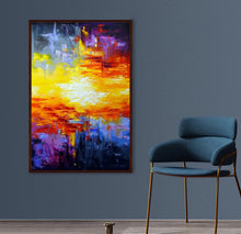 Load image into Gallery viewer, Large Blue Yellow Abstract Painting Abstract Art Canvas Landscape Cp011
