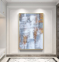 Load image into Gallery viewer, Gray White Gold Abstract Painting on Canvas Texture Art Canvas Cp025
