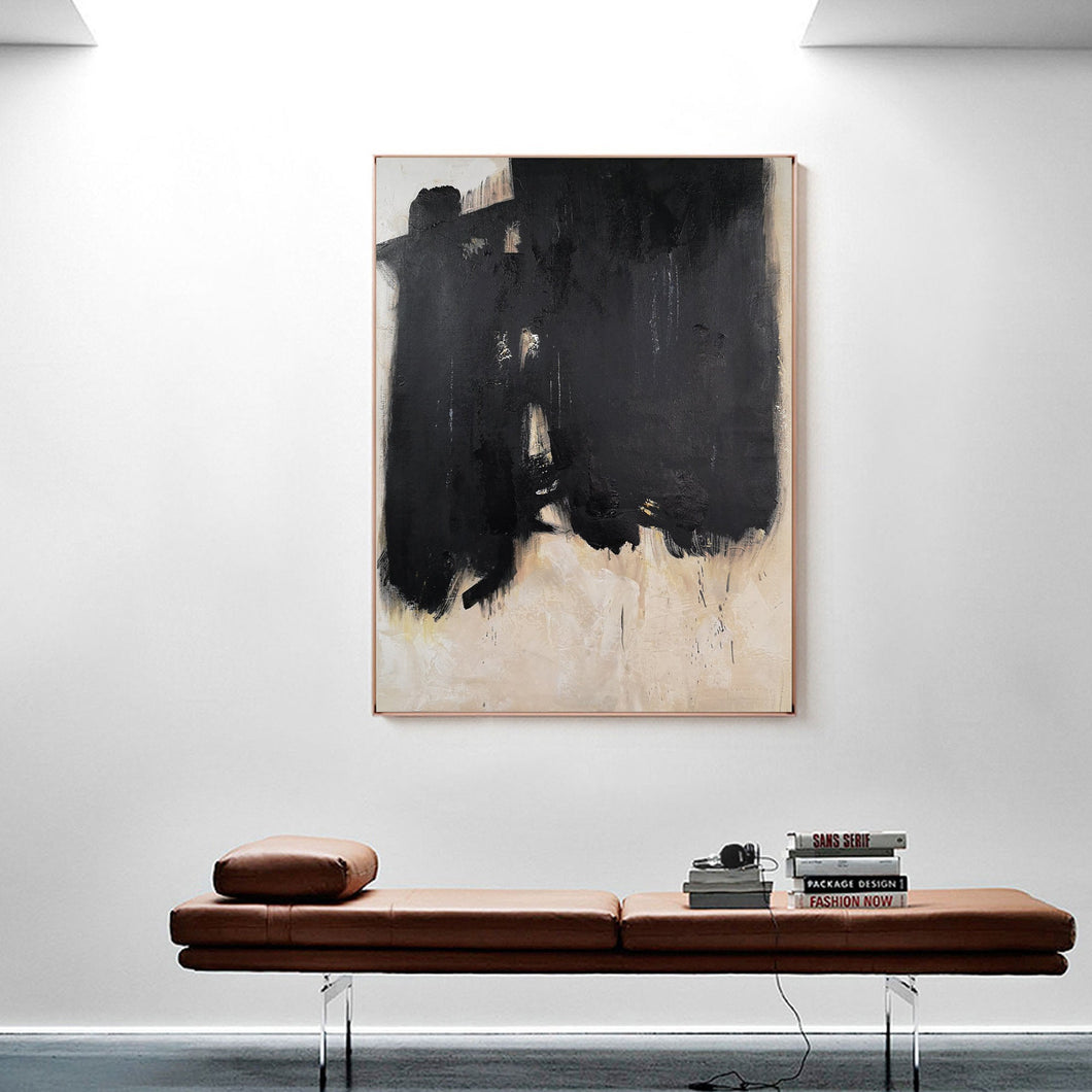 Minimalist Painting on Canvas Black and White Painting Op051