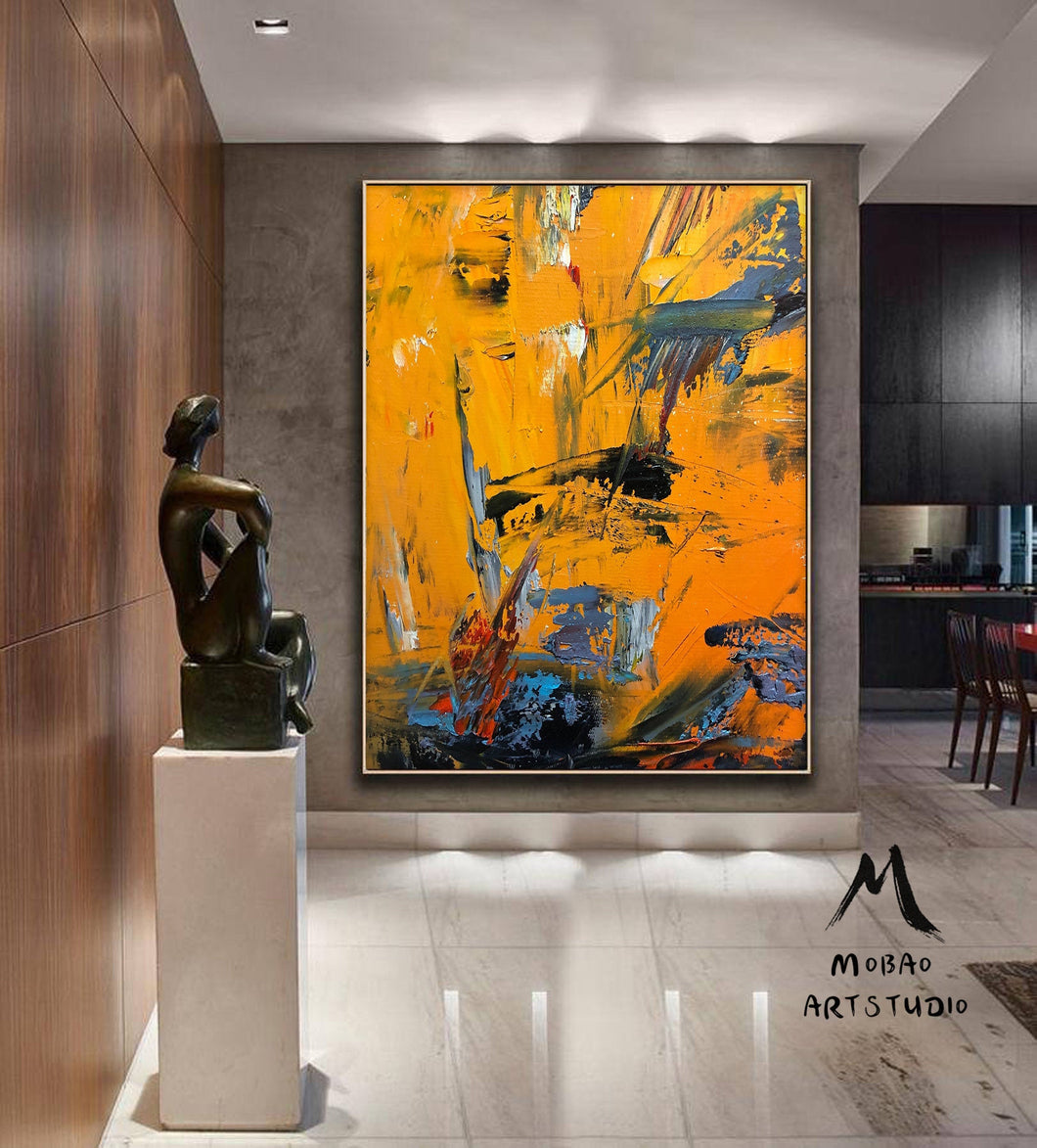 Art for Large Wall Yellow Painting Abstract Art Gp024