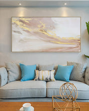 Load image into Gallery viewer, Gold Pink White Abstract Painting Oversized Wall Art for Living Room Op001
