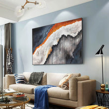 Load image into Gallery viewer, Deep Blue White Modern Abstract Painting Orange Acrylic Painting Np115
