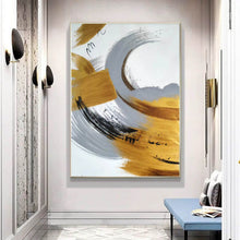 Load image into Gallery viewer, White Gold Grey Contemporary Art Hand Painted Abstract Painting Np075
