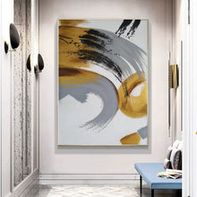 Load image into Gallery viewer, Black White Gold Abastract Painting Modern Abstract Art Np102
