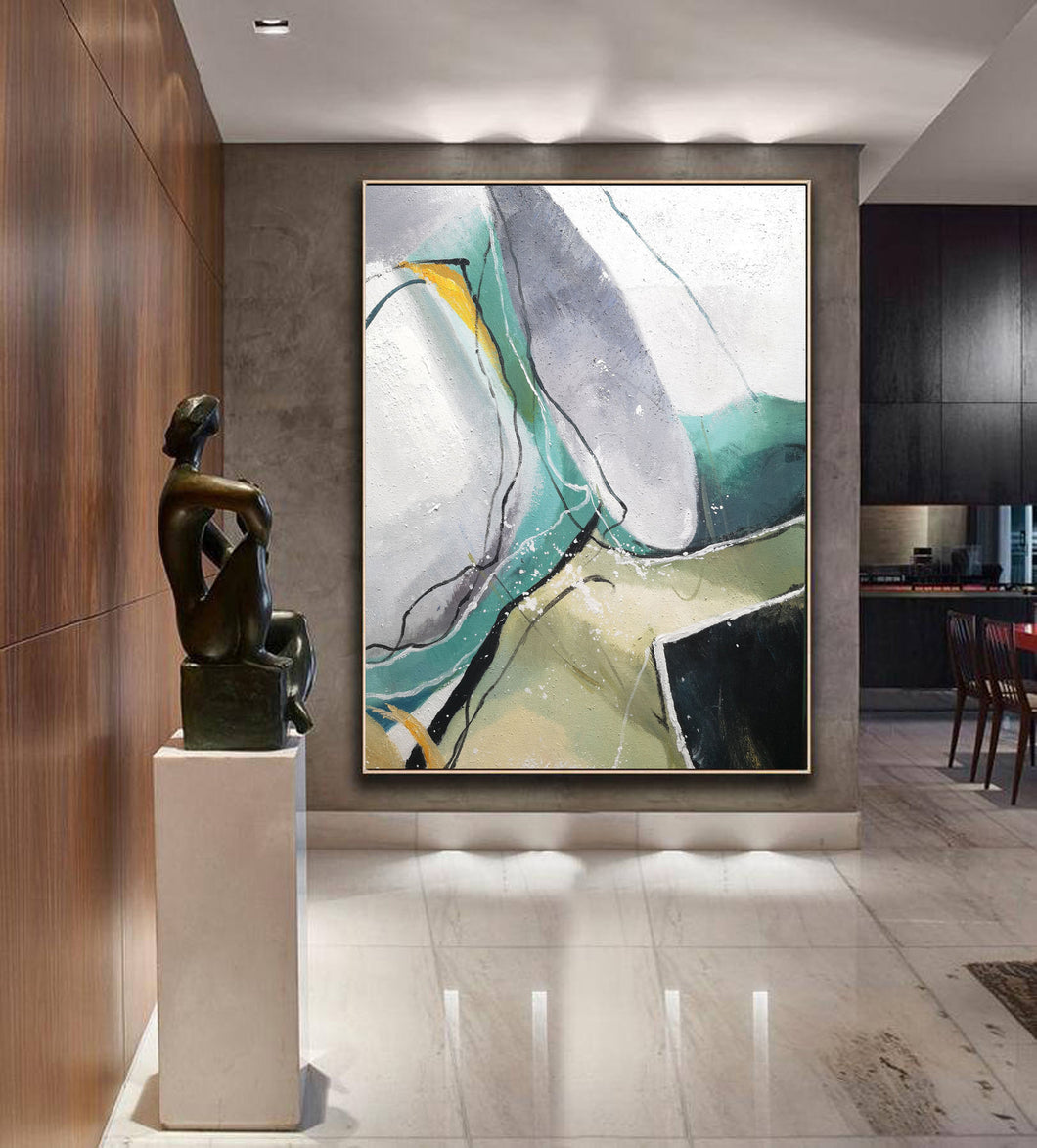 Minimalist Abstract Painting Gray Painting Green Painting Dp113