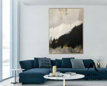 Load image into Gallery viewer, Original Black Abstract Minimalist Art Painting, Gold Painting Gray Painting Gp015
