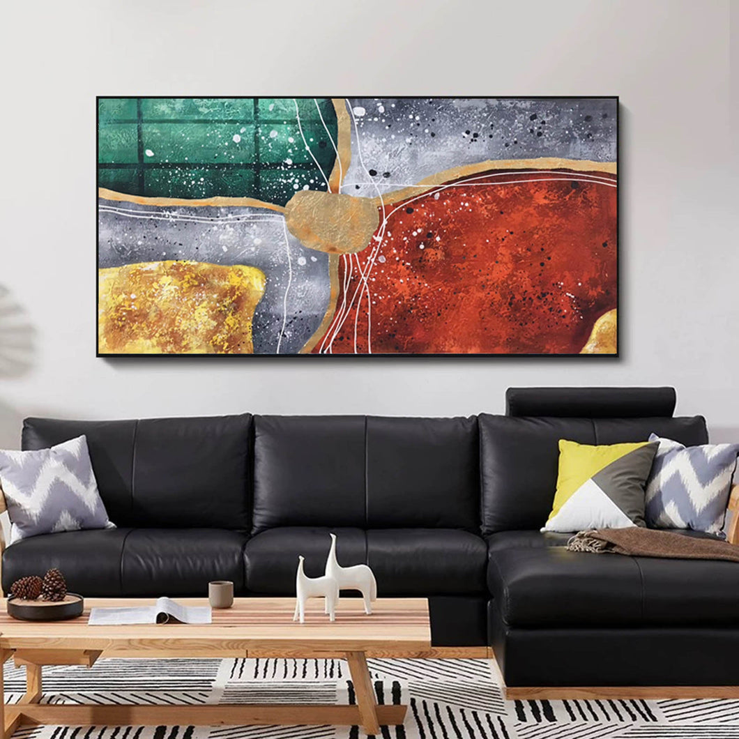 Red Green Gold Abstract Painting Original Modern Abstract Painting Np094