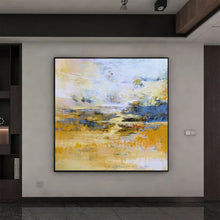 Load image into Gallery viewer, Blue Yellow Abstract Painting on Canvas Pink Landscape Painting Op061
