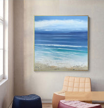 Load image into Gallery viewer, Blue Sea Abstract Painting Beach Painting on Canvas Op012
