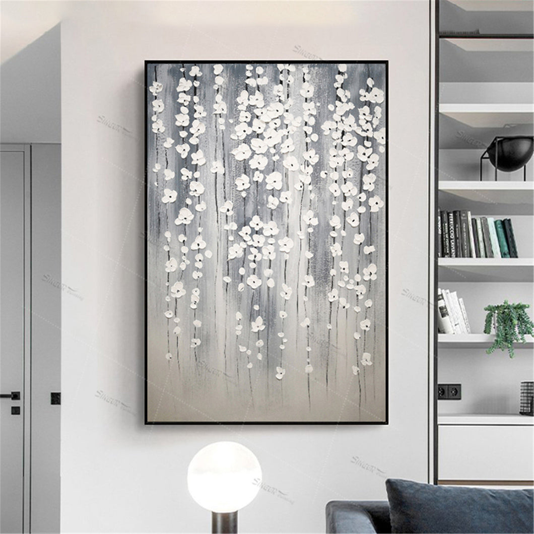 Oversized Wall Paintings Silver Flower Texture Hallway Bedroom Gp027