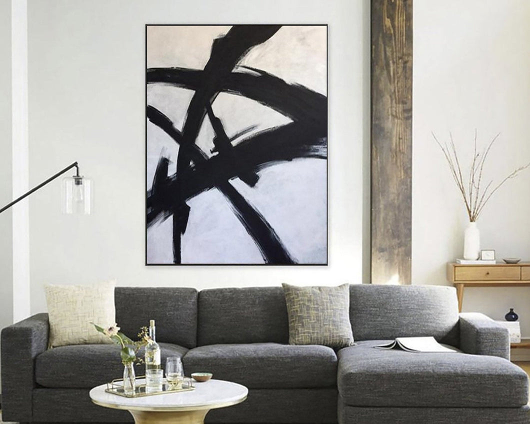 Black And White Painting Minimalist Oil Paintings On Canvas Ap051