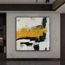 Load image into Gallery viewer, Large Yellow Painting Black And White Abstract Minimalist Painting Cp012
