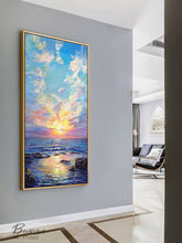 Load image into Gallery viewer, Large Canvas Wall Art Landscape Sea Spray and Sunrise Oil Painting On Canvas Gp094

