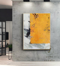 Load image into Gallery viewer, Yellow Abstract Painting Minimalist Style Acrylic Painting Q080
