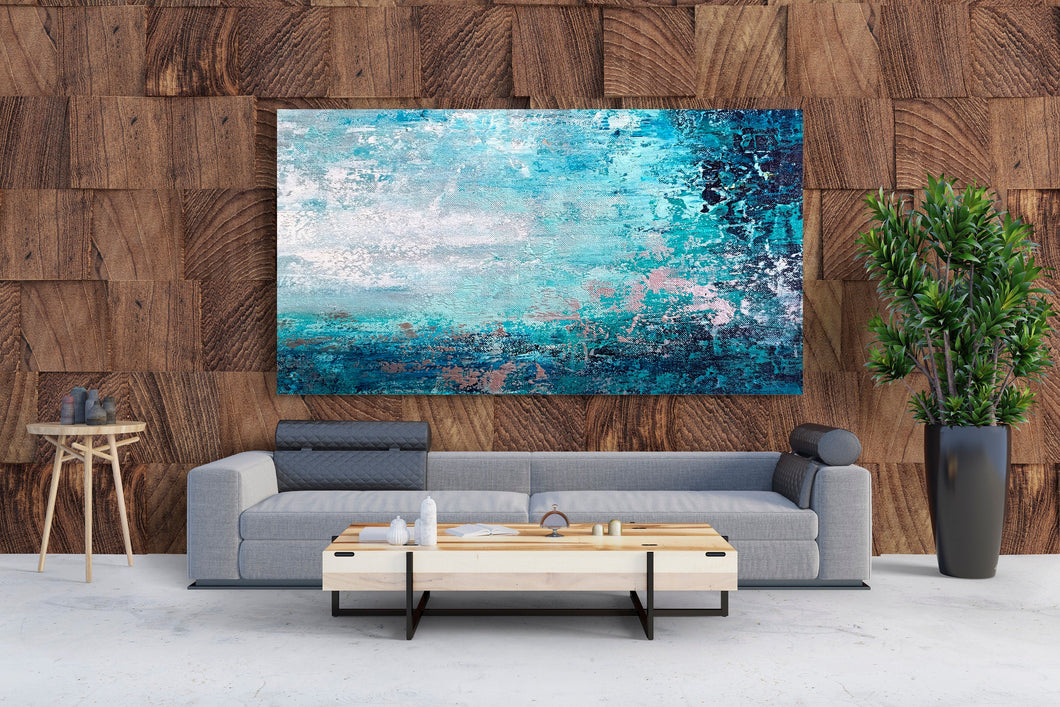 Blue Abstract Painting Large Canvas Art Work Bp054