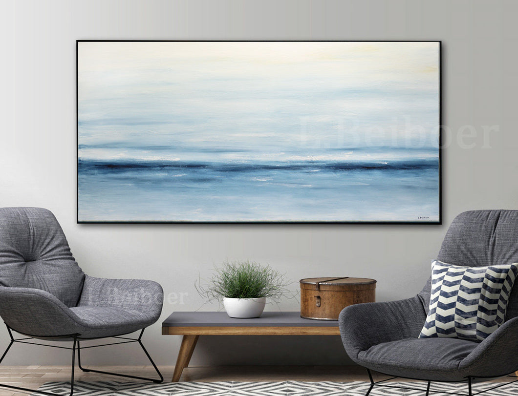 Abstract Blue And White Landscape Painting Modern Artwork Fp008