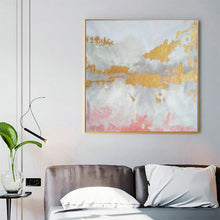 Load image into Gallery viewer, Gold White Pink Art Abstract Painting Oversized Art Canvas Op039
