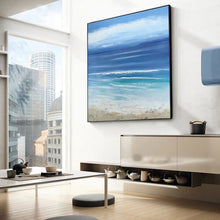 Load image into Gallery viewer, Blue Sea Abstract Painting Beach Painting on Canvas Op012
