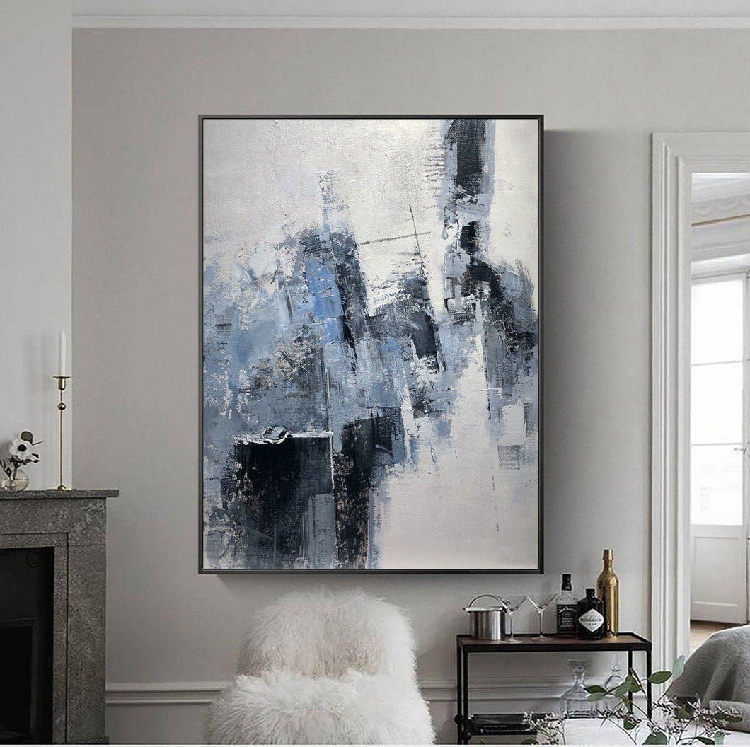 Grey Wall Painting Extra Large Blue Abstract Painting Cp013