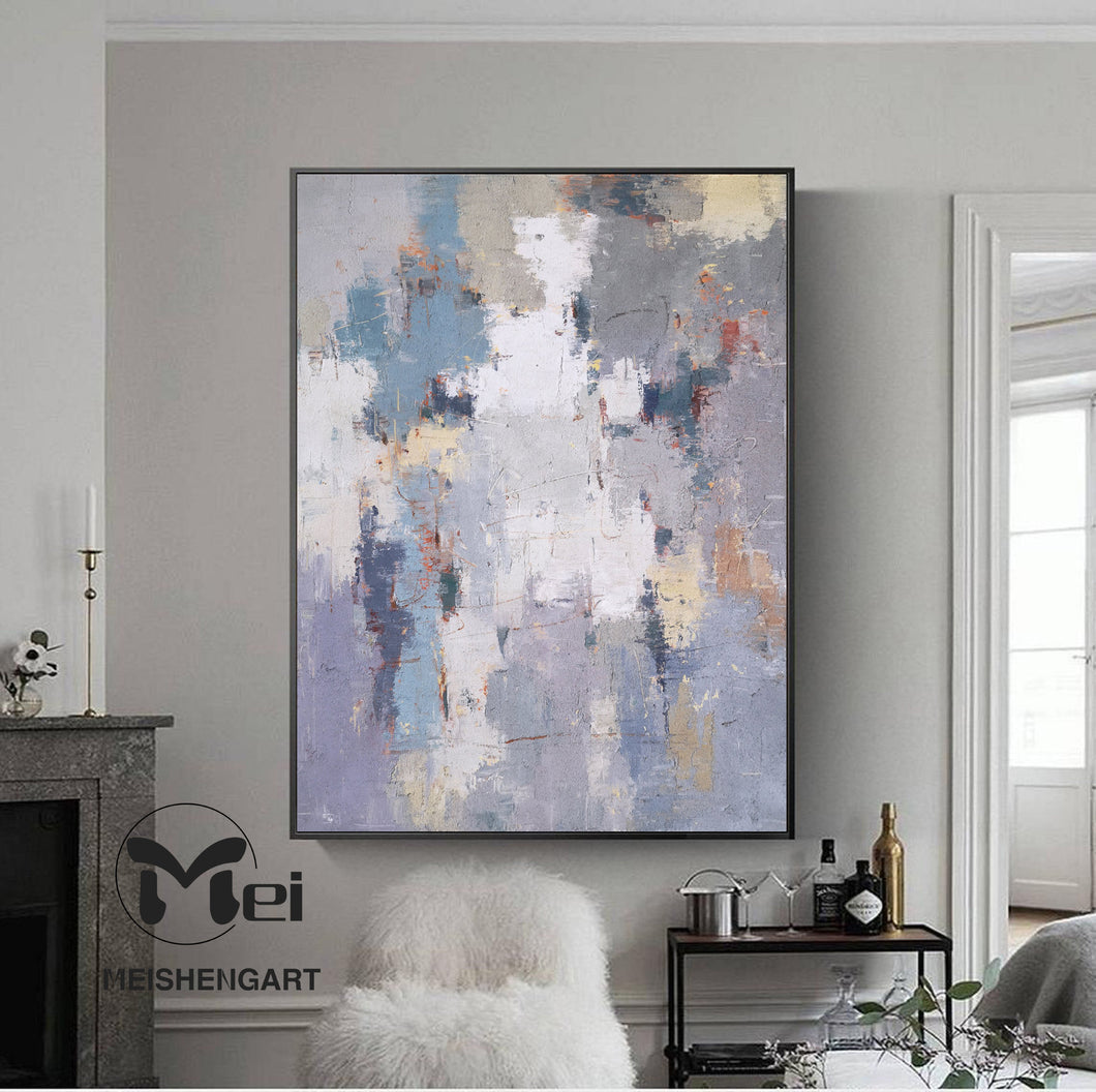 Large Gray Abstract Painting Original Painting Colorful Abstract Art Kp007
