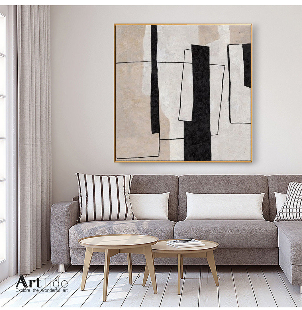Beige And White Abstract Art Neutral Interior Decor Wall Decor Qp073