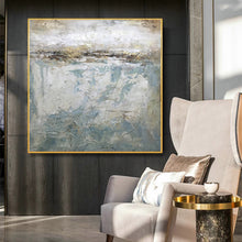 Load image into Gallery viewer, Gray White Gold Contemporary Wall Art Large Artwork for Sale Np099
