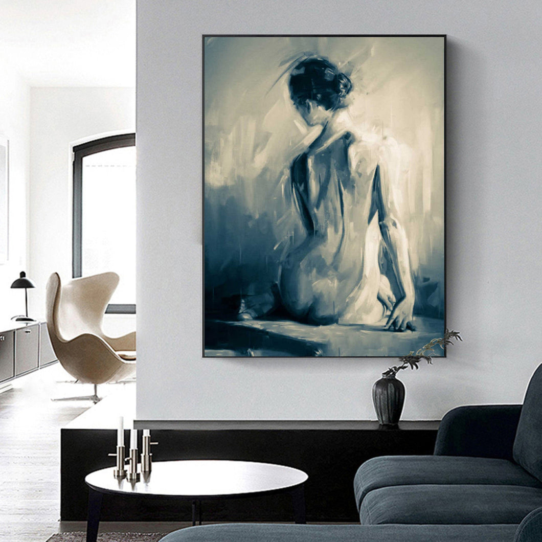 Nude Wall Art Original Black and White Erotic Painting from Bedroom Cp038