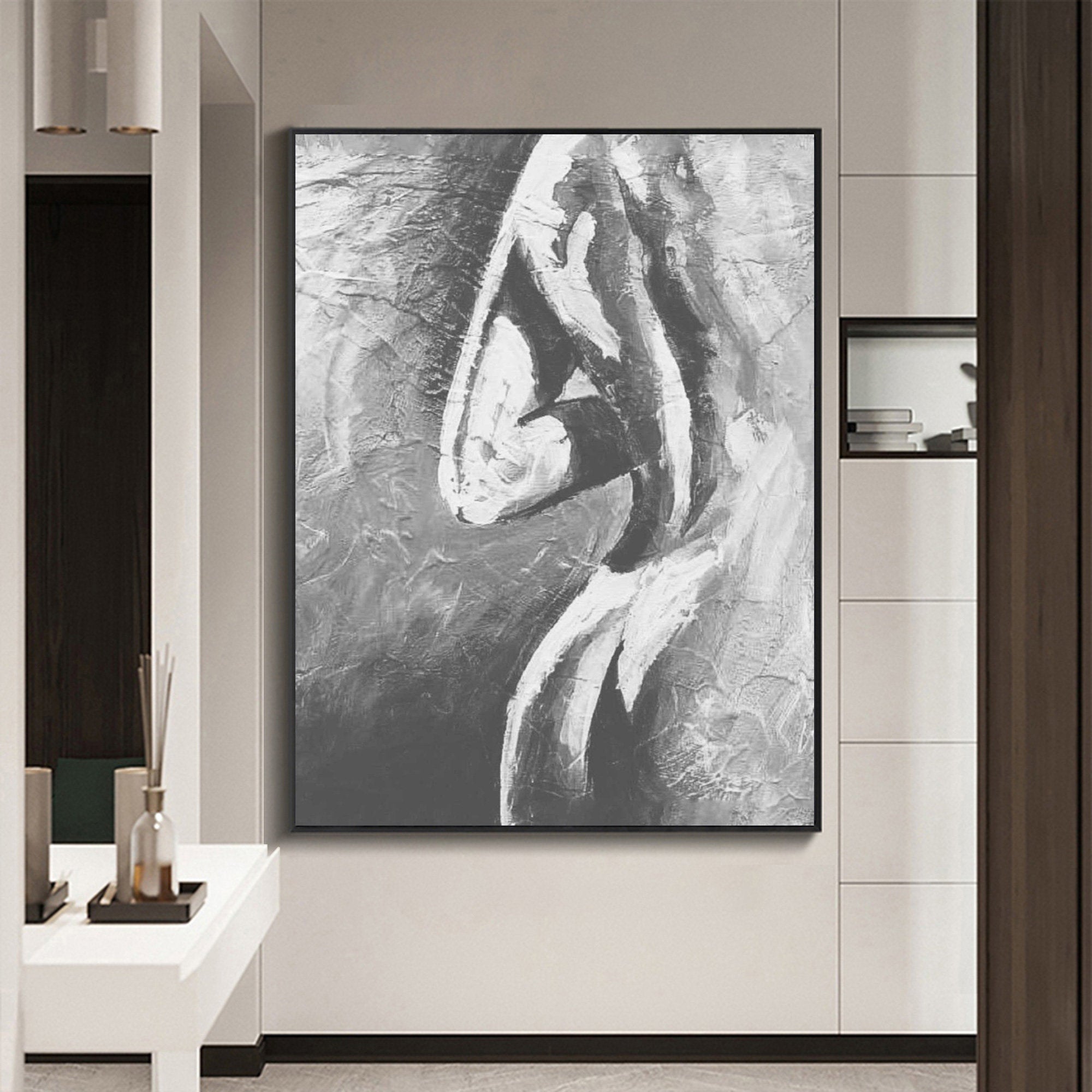 Abstract Nude Print, Black and White Art, Mod Art, Curvy Nude Painting, Modernist Artwork, Mid Century Modern Art, Feminine offers Art