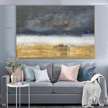 Load image into Gallery viewer, Yellow Abstract Painting Gold Art Painting Black and White Painting Op084
