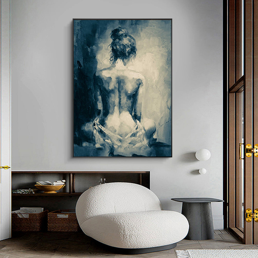 Nude Wall Art Original Black and White Erotic Painting for Bedroom Cp020