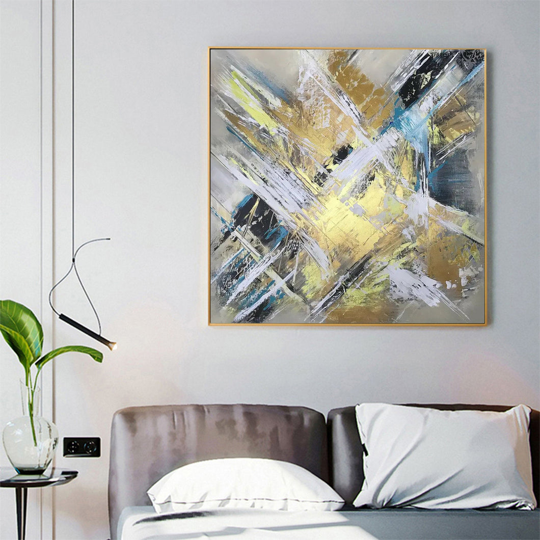 Gold Abstract Painting Large Yellow Abstract Painting Op071