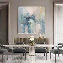 Load image into Gallery viewer, Gold Blue Original Abstract Painting Acrylic Huge Wall Art Yp023
