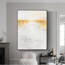 Load image into Gallery viewer, Gold White Wall Painting on Canvas Minimalist Painting Op029
